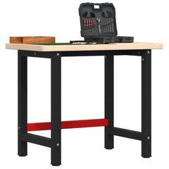 Workbench 100x60x81,5 cm Solid Wood Oak Rectangular Brown 100 x 60 x 83 cm