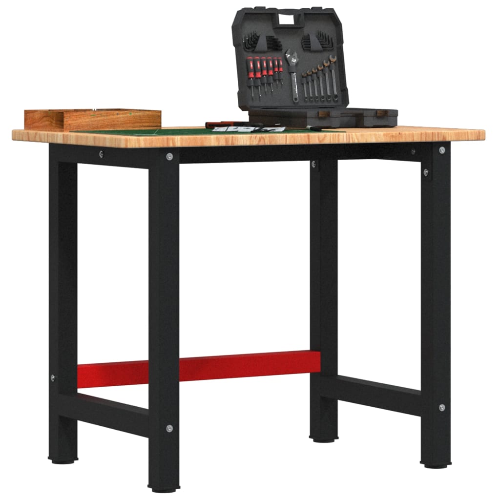 Workbench 100x60x81,5 cm Solid Wood Oak Rectangular Light brown 100 x 60 x 81.5 cm