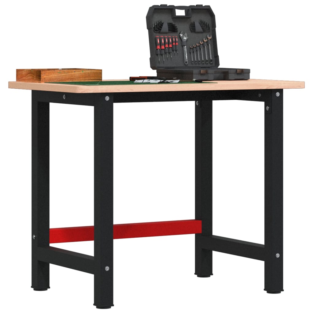 Workbench Solid Wood Beech Rectangular Natural 100 x 60 x 81.5 cm