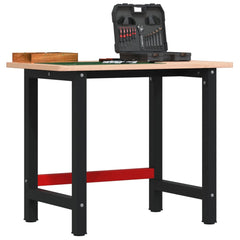 Workbench Solid Wood Beech Rectangular Natural 100 x 60 x 81.5 cm