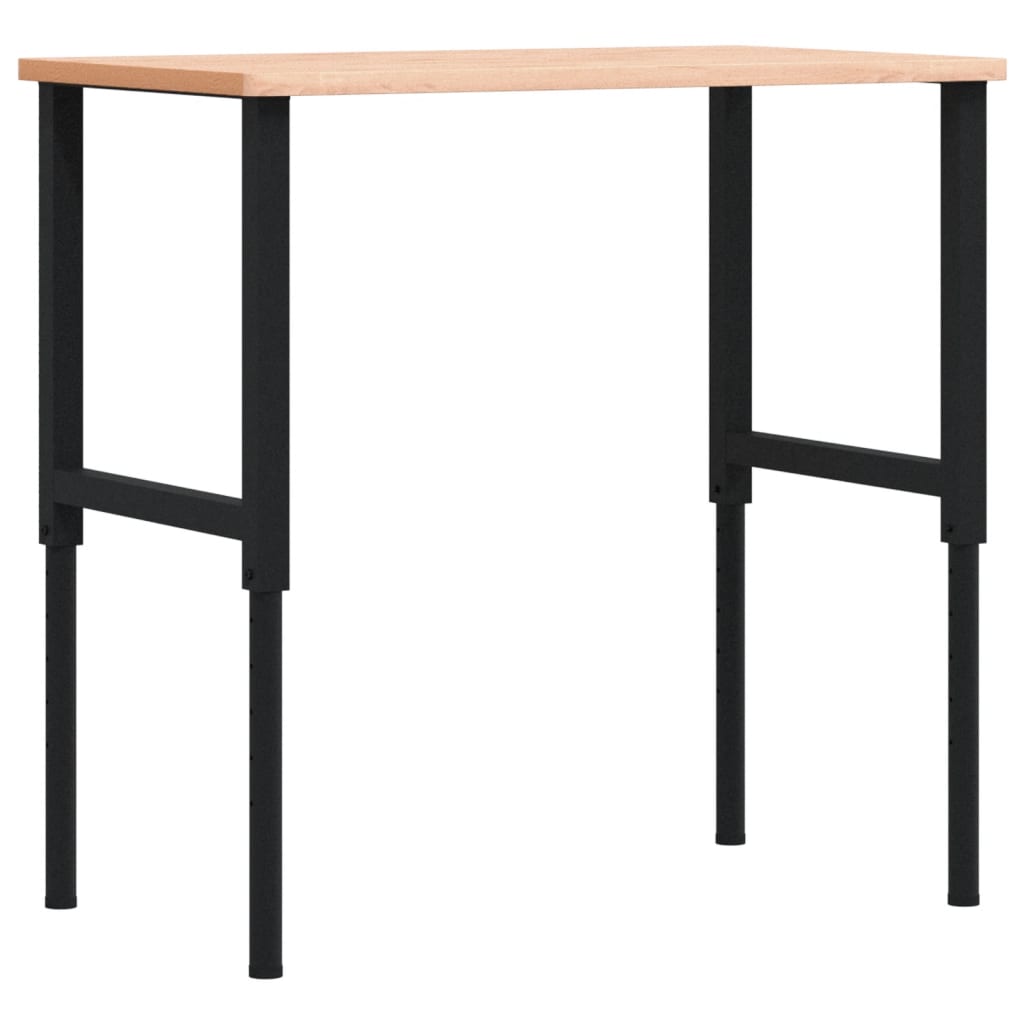 Workbench 100x60x(71,5-98) Solid Wood Beech Rectangular Brown and black 100 x 60 x (71.5-98) cm