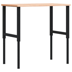 Workbench 100x60x(71,5-98) Solid Wood Beech Rectangular Brown and black 100 x 60 x (71.5-98) cm