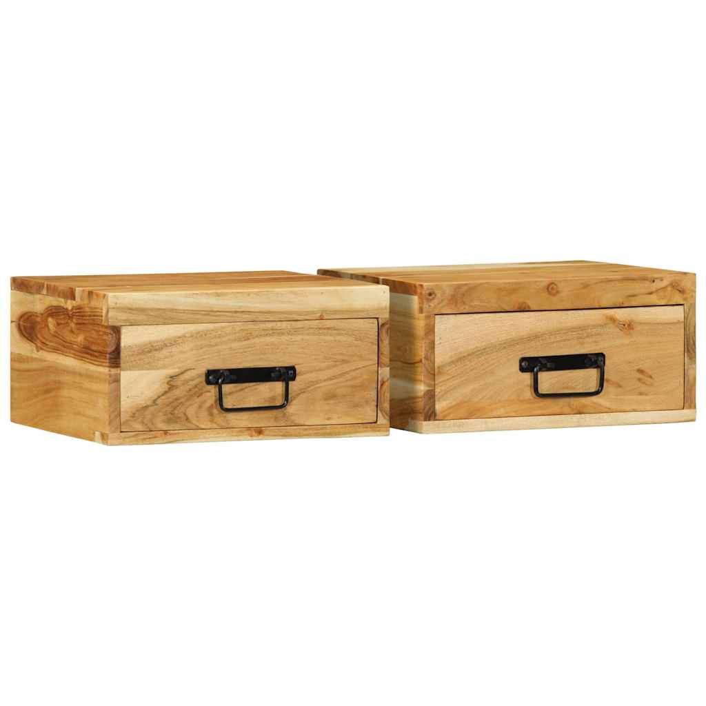 vidaXL Wall-mounted Bedside Cabinets 2 pcs Solid Wood Acacia 1