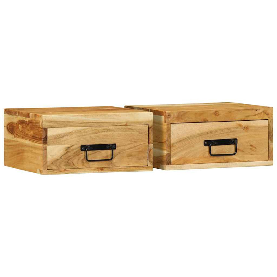 vidaXL Wall-mounted Bedside Cabinets 2 pcs Solid Wood Acacia 1