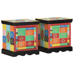 vidaXL Bedside Cabinet 2 pcs Multicolour 40x35x45 cm Solid Wood Mango 1