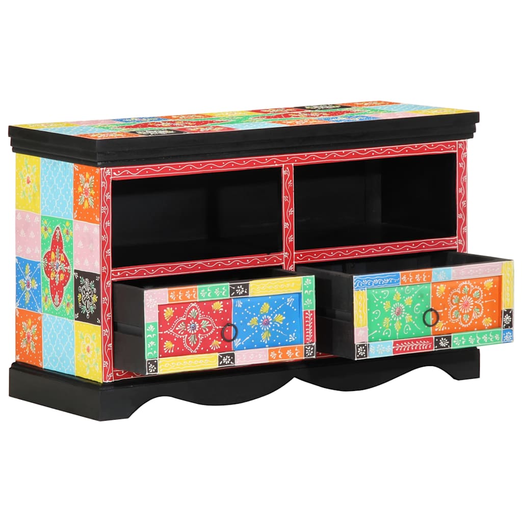 vidaXL TV Cabinet 80 x 35 x 50 cm Multicolour Solid Mango Wood 1