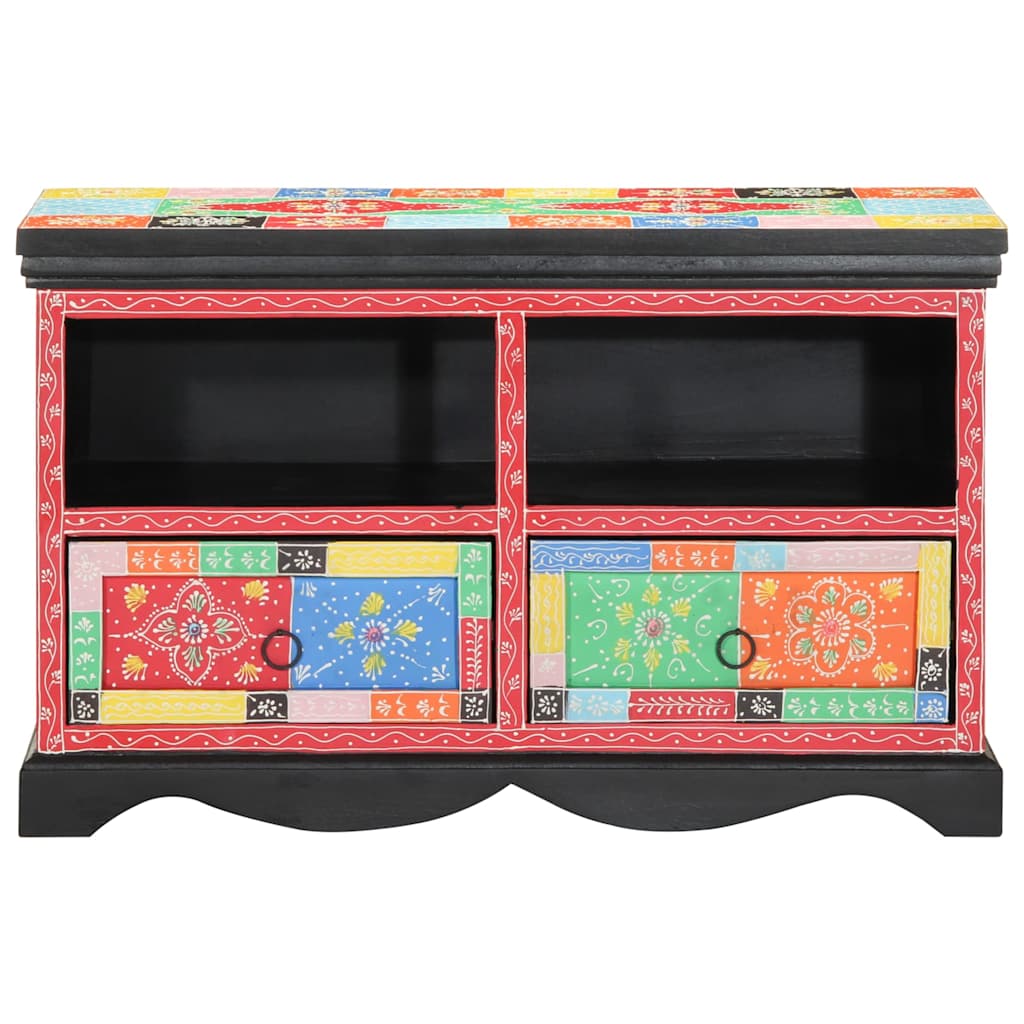 vidaXL TV Cabinet 80 x 35 x 50 cm Multicolour Solid Mango Wood 2