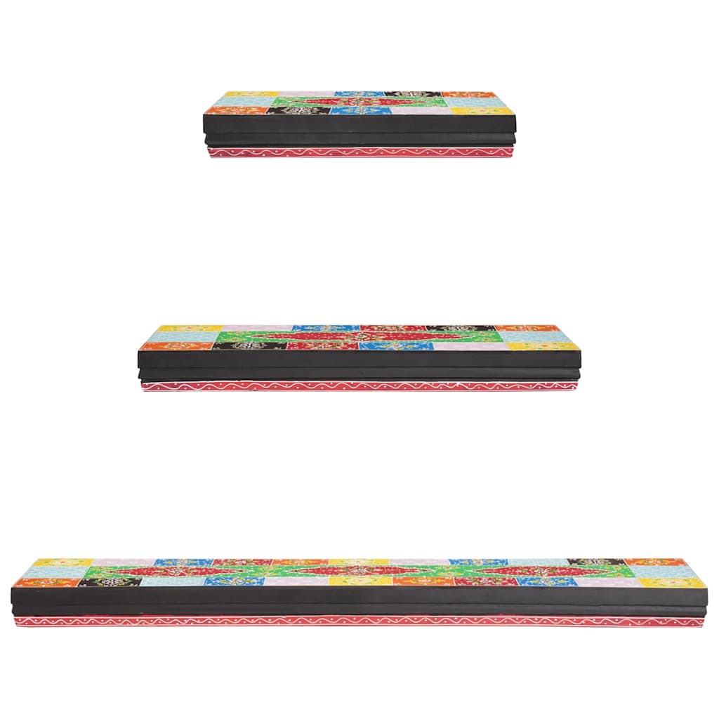 vidaXL Wall Shelves 3 pcs Multicolour 100 x 20 x 6 cm Solid Mango Wood 4