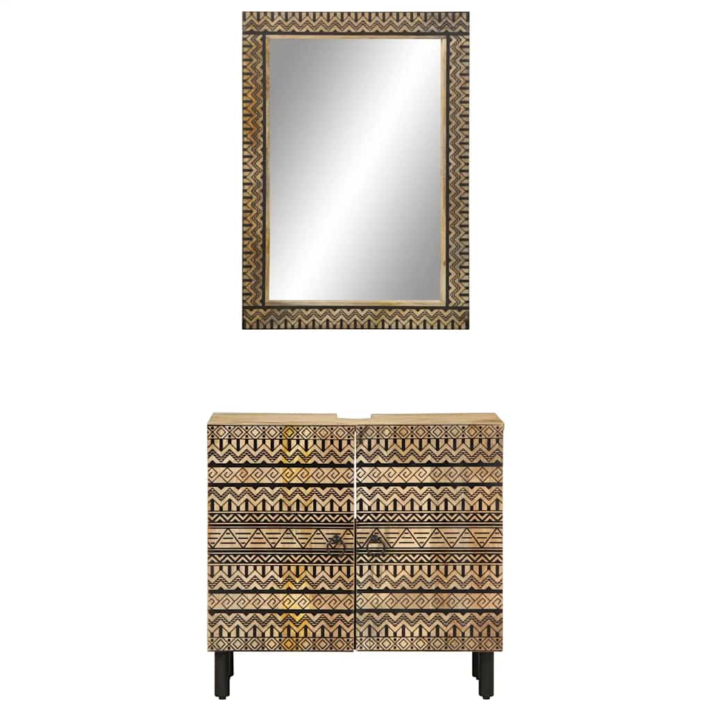 vidaXL 2 Piece Bathroom Furniture Set Solid Wood Mango 3