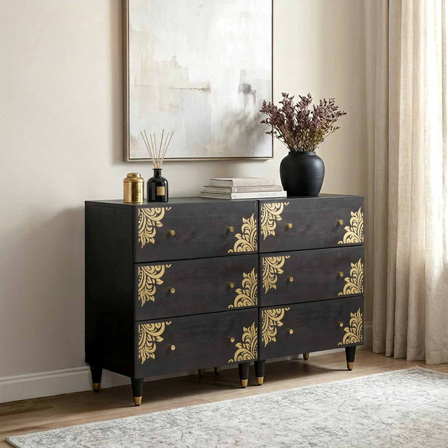 vidaXL Sideboard 2 pcs 60 x 33 x 75 cm Solid Mango Wood Black 1