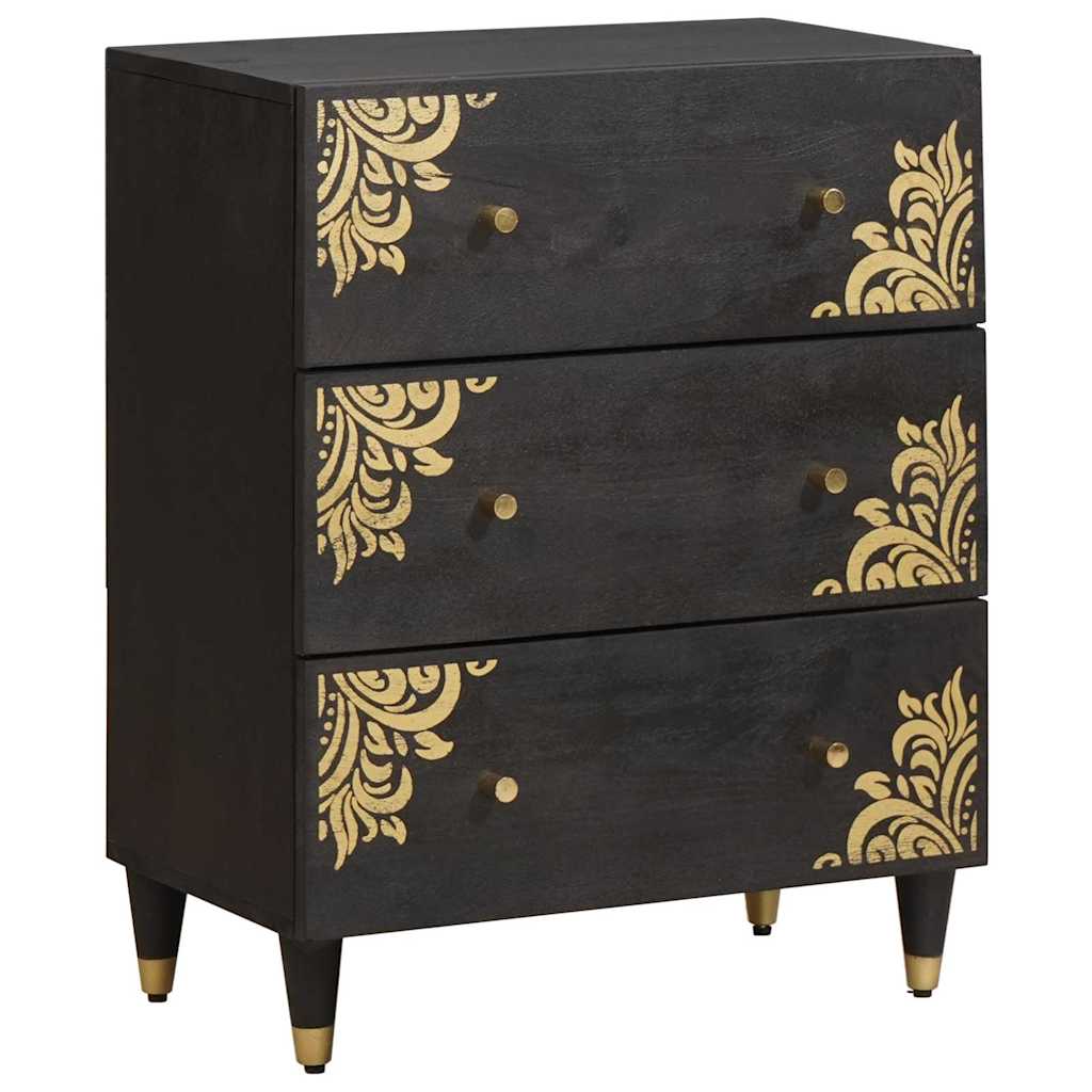 vidaXL Sideboard 2 pcs 60 x 33 x 75 cm Solid Mango Wood Black 4