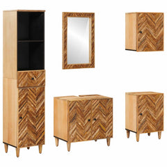 vidaXL Bathroom Cabinet Set 5 pcs 62 x 33 x 58 cm Solid Mango Wood 1