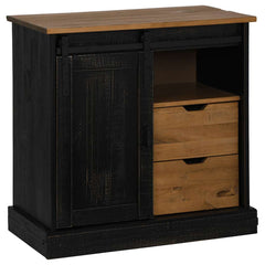vidaXL Sideboard HALDEN with Sliding Door Black 80x40x80 cm Solid Wood 2
