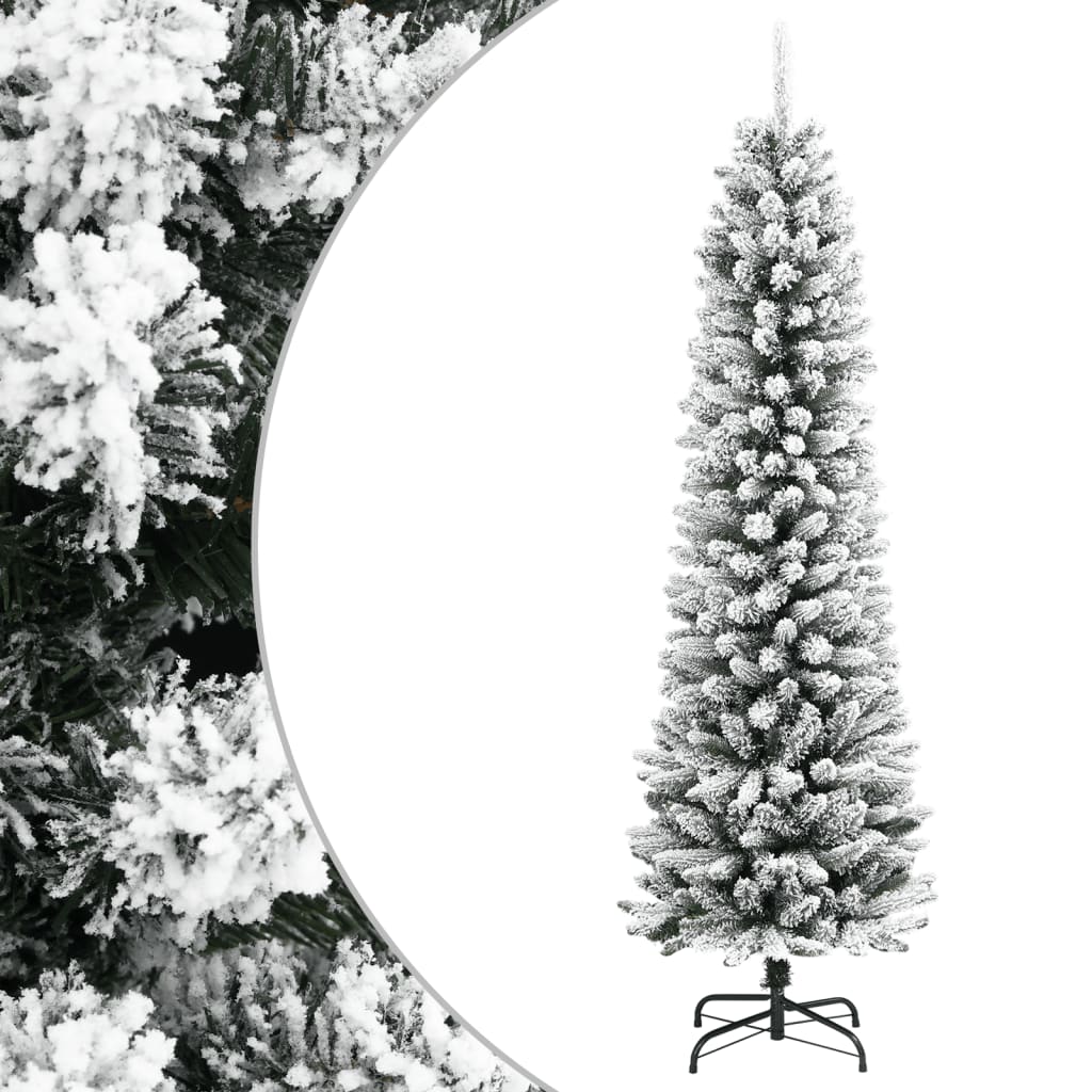 vidaXL Christmas Tree | White and Green | PVC, PE, Steel | Slim 1