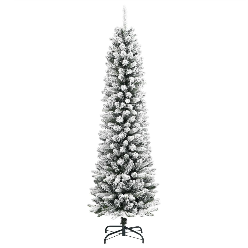 vidaXL Christmas Tree | White and Green | PVC, PE, Steel | Slim 2