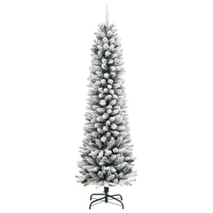 vidaXL Christmas Tree | White and Green | PVC, PE, Steel | Slim 2