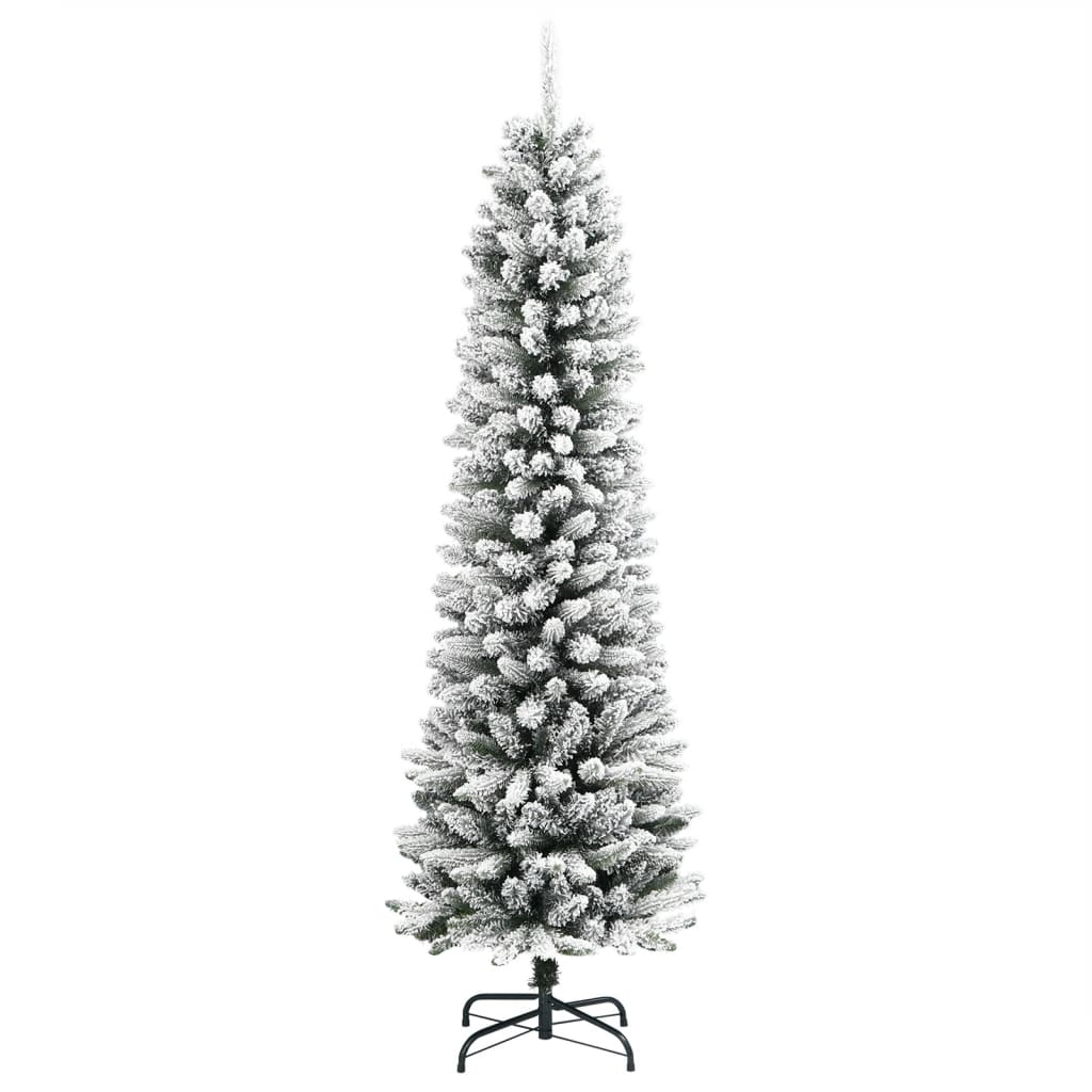 vidaXL Christmas Tree | White and Green | PVC and PE with a steel stand | Slim 2