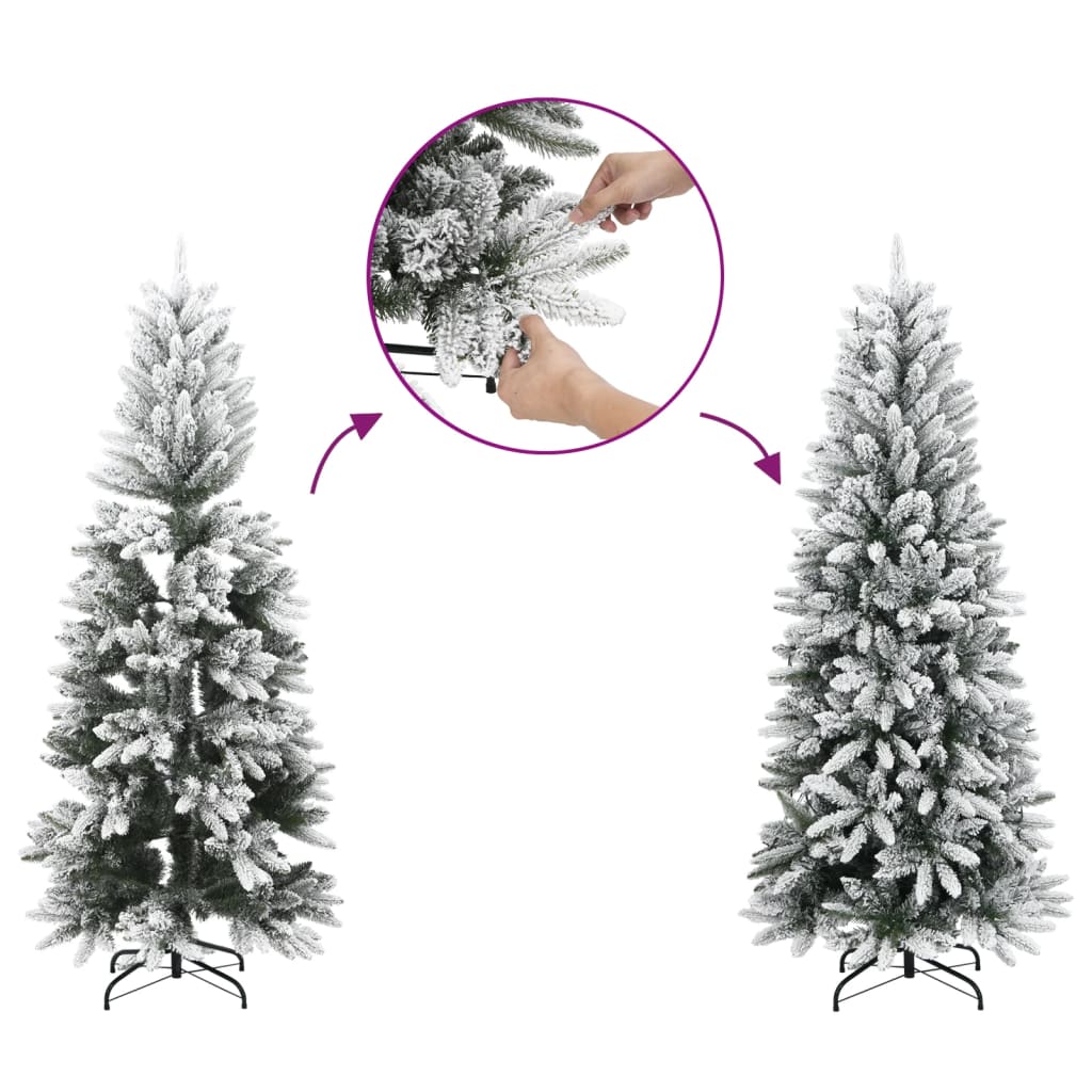 vidaXL Christmas Tree | White and Green | PVC and PE with a steel stand | Slim 3