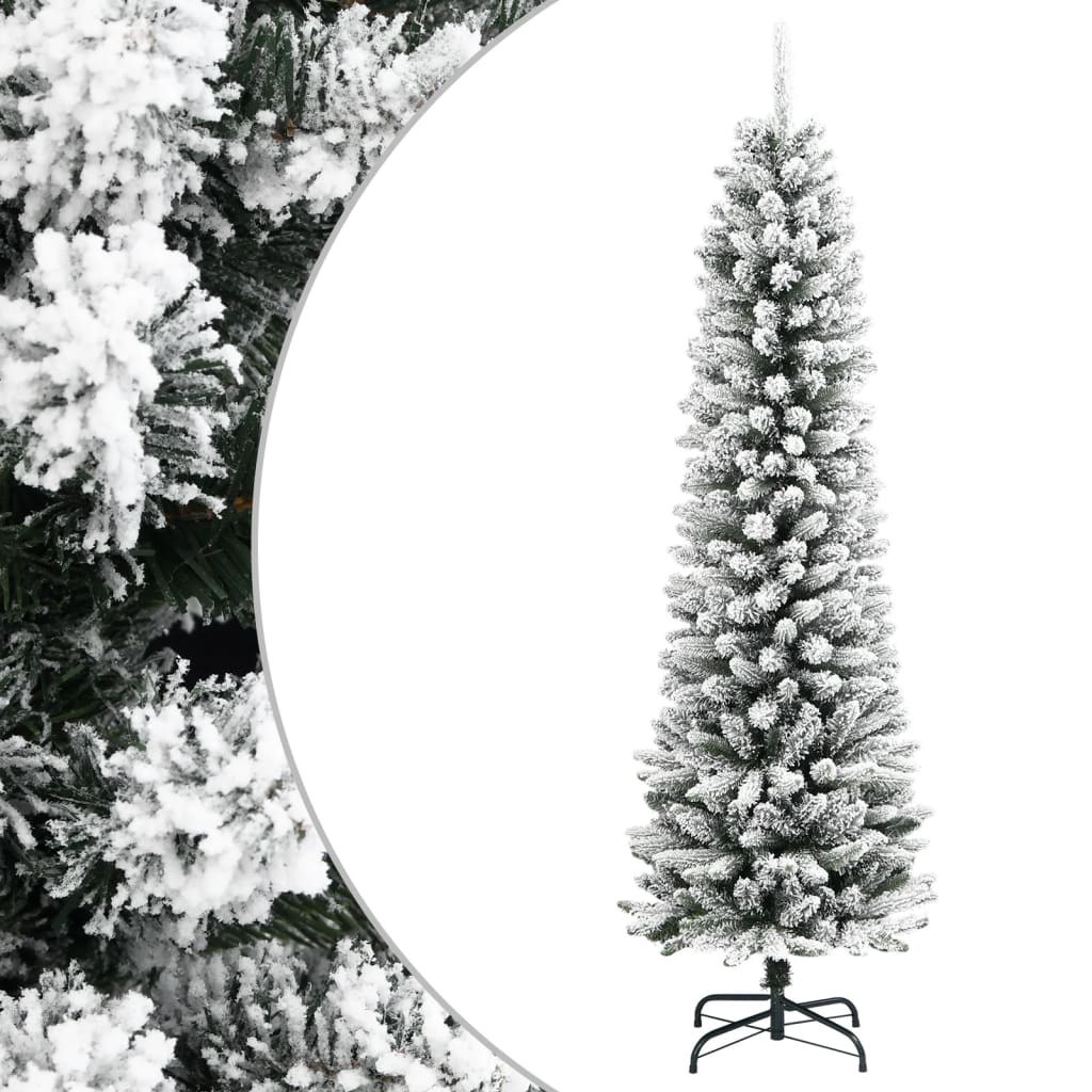 vidaXL Christmas Tree | White and green | PVC, PE, steel | Slim 1