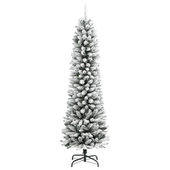 vidaXL Christmas Tree | White and green | PVC and PE, steel | Slim 2