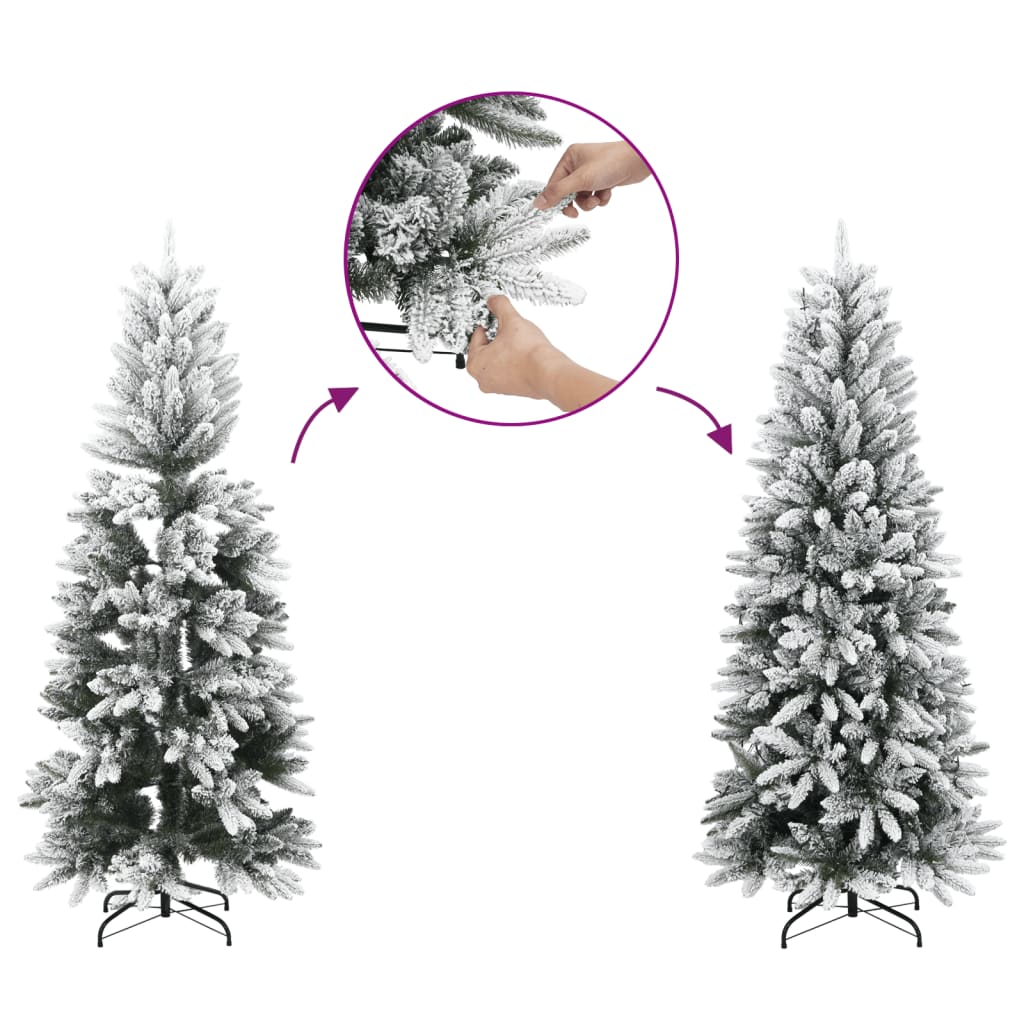 vidaXL Christmas Tree | White and green | PVC and PE, steel | Slim 3