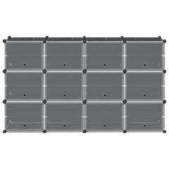 vidaXL Storage Cube Organiser with 12 Cubes and Doors Black PP 4