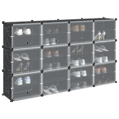 vidaXL Storage Cube Organiser with 12 Cubes and Doors Black PP 1