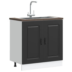 Kitchen Base Cabinet "Kalmar" Engineered Wood Black 1x bottom cabinet (2 doors) 80 cm wide 81.5 cm high