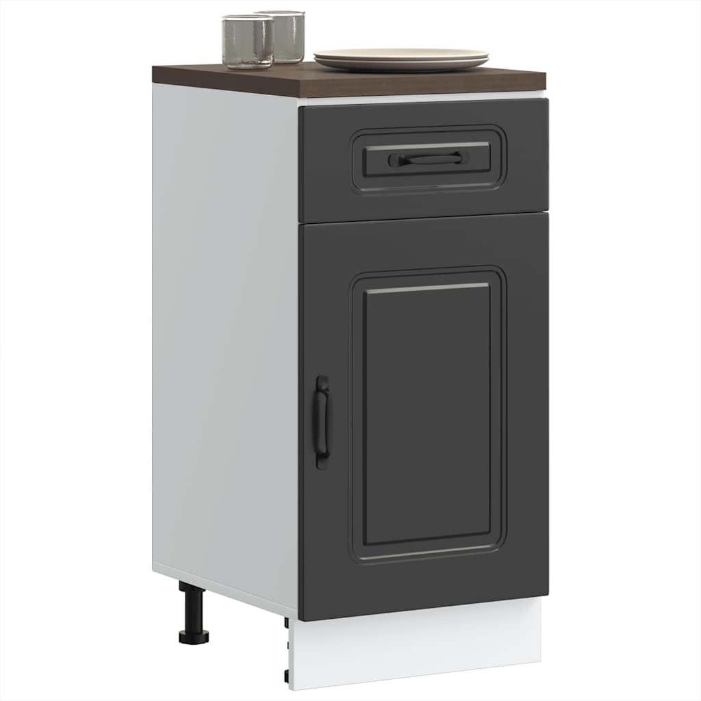 Kitchen Base Cabinet "Kalmar" Engineered Wood Black 1x bottom cabinet (1 door 1 drawer) 40 cm wide 81.5 cm high