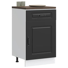 Kitchen Base Cabinet "Kalmar" Engineered Wood Black 1x bottom cabinet (1 door 1 drawer) 50 cm wide 81.5 cm high