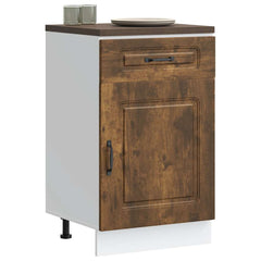 Kitchen Base Cabinet "Kalmar" Engineered Wood Smoked Oak 1x bottom cabinet (1 door 1 drawer) 50 cm wide 81.5 cm high