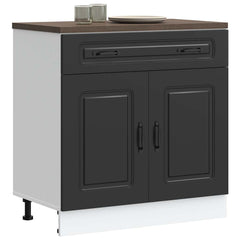Kitchen Base Cabinet "Kalmar" Engineered Wood Black 1x bottom cabinet (2 doors 1 drawer) 80 cm wide 81.5 cm high