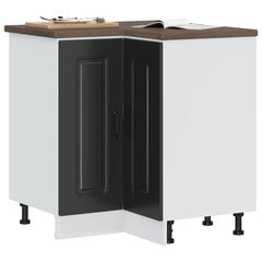 Kitchen Base Cabinet "Kalmar" Engineered Wood Black 1x corner bottom cabinet (2 doors) 75.5 cm wide 81.5 cm high
