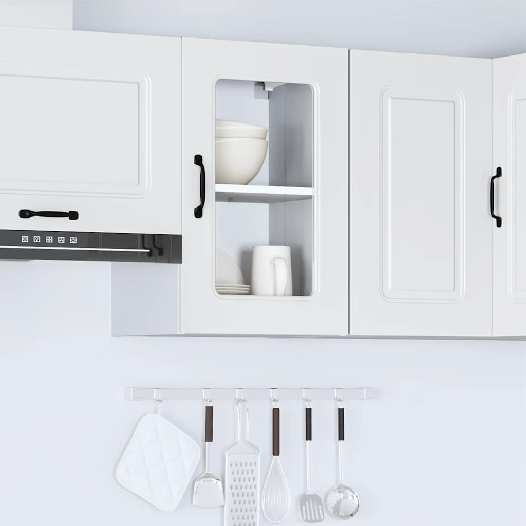 vidaXL Kitchen Wall Cabinet with Glass Door Kalmar White Engineered Wood 4