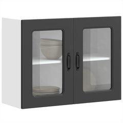 vidaXL Dishwasher Panel with 2 Glass Doors KALMAR Black
