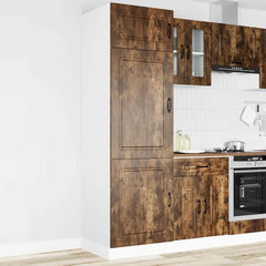 Kitchen Base Cabinet "Kalmar" Engineered Wood Smoked Oak 1x cupboard 60 cm wide 207 cm high