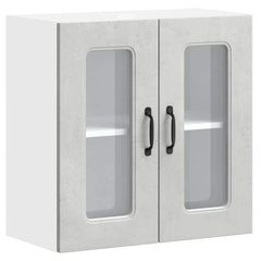 vidaXL Kitchen Wall Cabinet with Glass Door Kalmar Concrete Grey Engineered Wood 2