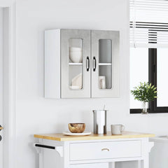 vidaXL Kitchen Wall Cabinet with Glass Door Kalmar Concrete Grey Engineered Wood 3