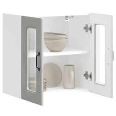 vidaXL Kitchen Wall Cabinet with Glass Door Kalmar Concrete Grey Engineered Wood 5
