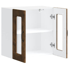 vidaXL Kitchen Wall Cabinet with Glass Door Kalmar Smoked Oak Engineered Wood 6