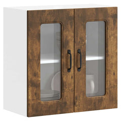 vidaXL Kitchen Wall Cabinet with Glass Door Kalmar Smoked Oak Engineered Wood 1