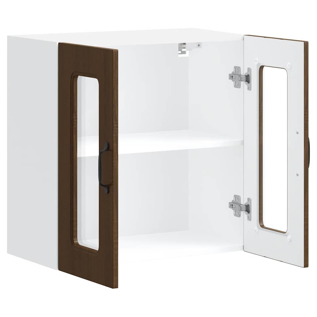 vidaXL Kitchen Wall Cabinet with Glass Door Kalmar Brown Oak Engineered Wood 6