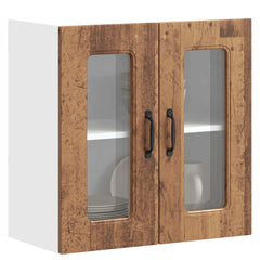 vidaXL Kitchen Wall Cabinet with Glass Door Kalmar Old Wood Engineered Wood 4