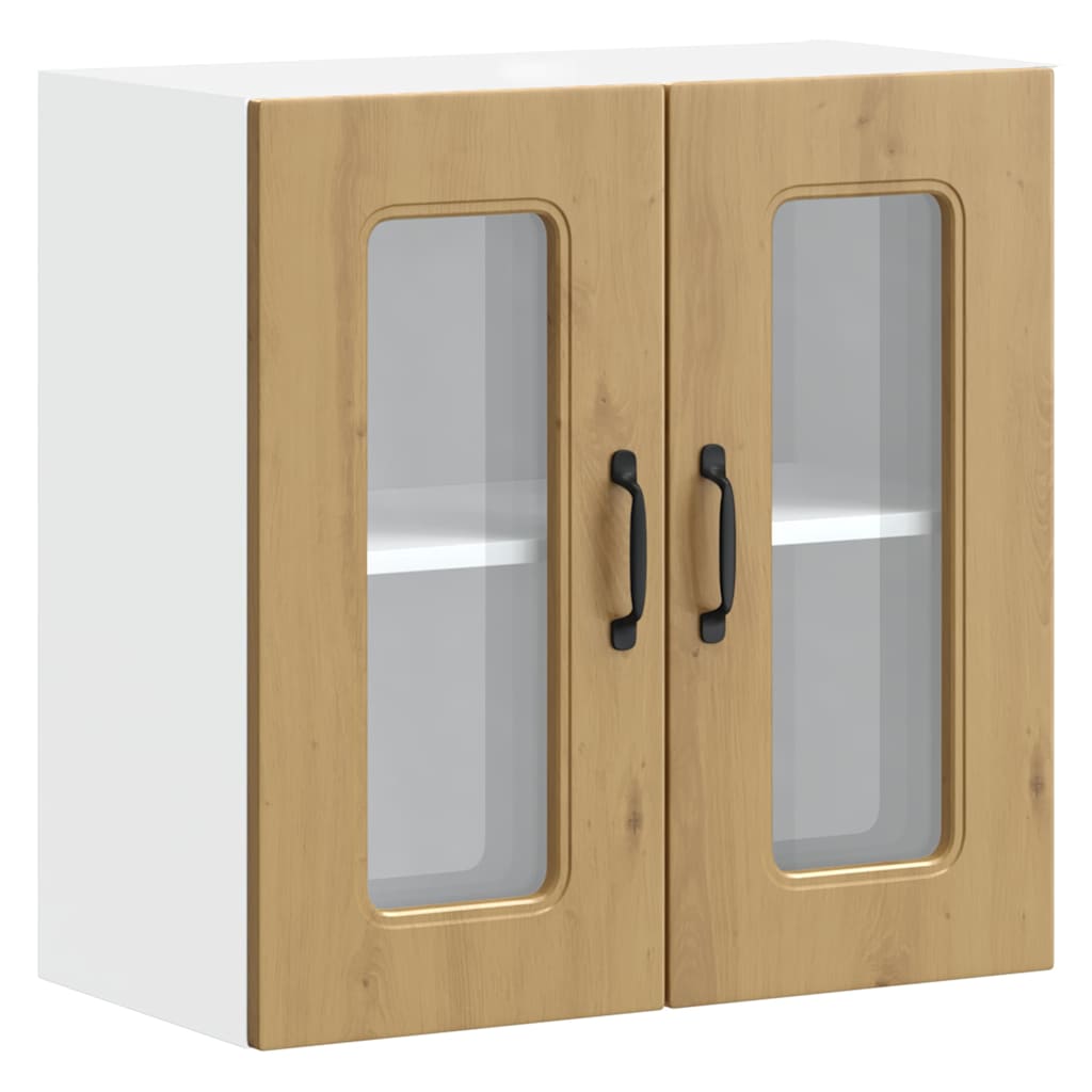 vidaXL Kitchen Wall Cabinet with Glass Door Kalmar Artisan Oak Engineered Wood 2