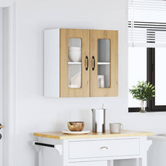 vidaXL Kitchen Wall Cabinet with Glass Door Kalmar Artisan Oak Engineered Wood 4