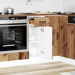 Kitchen Base Cabinet "Lucca" Engineered Wood Old wood 1x bottom cabinet (1 door 1 drawer) 30 cm wide 81.5 cm high–1x wall cabinet (1 door) 40 cm wide 60 cm high 1x bottom cabinet (1 door 1 drawer) 30 cm wide 81.5 cm high
