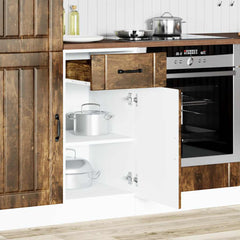 Kitchen Base Cabinet "Lucca" Engineered Wood Smoked oak 1x bottom cabinet (1 door 1 drawer) 30 cm wide 81.5 cm high–1x wall cabinet (1 door) 40 cm wide 60 cm high 1x bottom cabinet (1 door 1 drawer) 40 cm wide 81.5 cm high