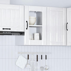 vidaXL Kitchen Wall Cabinet with Glass Door Lucca High Gloss White 4