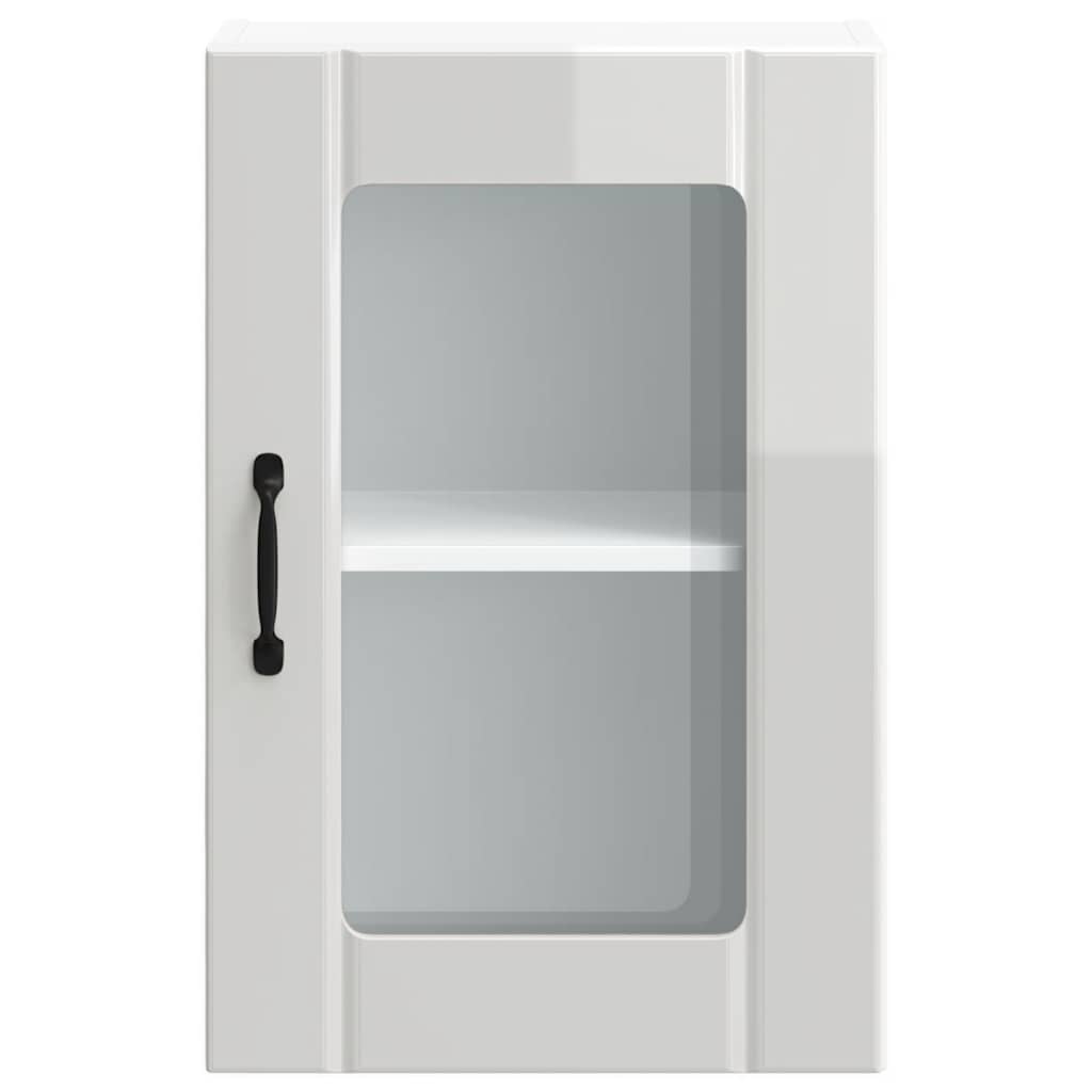 vidaXL Kitchen Wall Cabinet with Glass Door Lucca High Gloss White 6