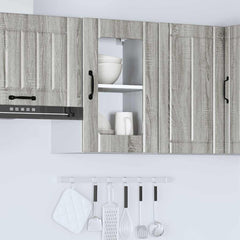vidaXL Kitchen Wall Cabinet with Glass Door Lucca Grey Sonoma 4